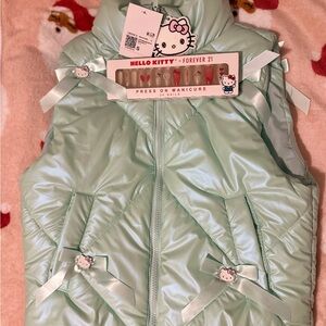 Forever 21 Light Green Hello Kitty Puffer Vest